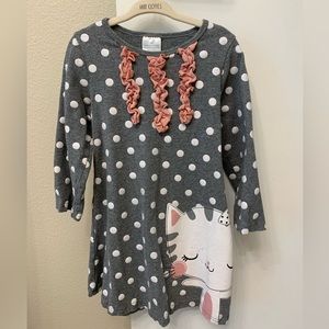3/$15 - Kitty Cat Polka Dot Dress- 4T